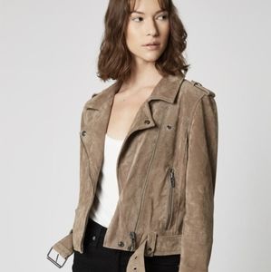 Blank NYC Leather Suede Moto Jacket in French Taupe (Light Brown), Size XS